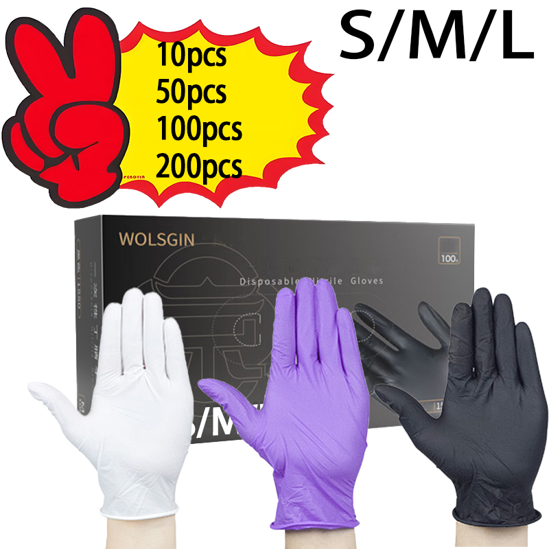 Medical Gloves - 10/50/100/200pcs disposable nitrile gloves, suitable for