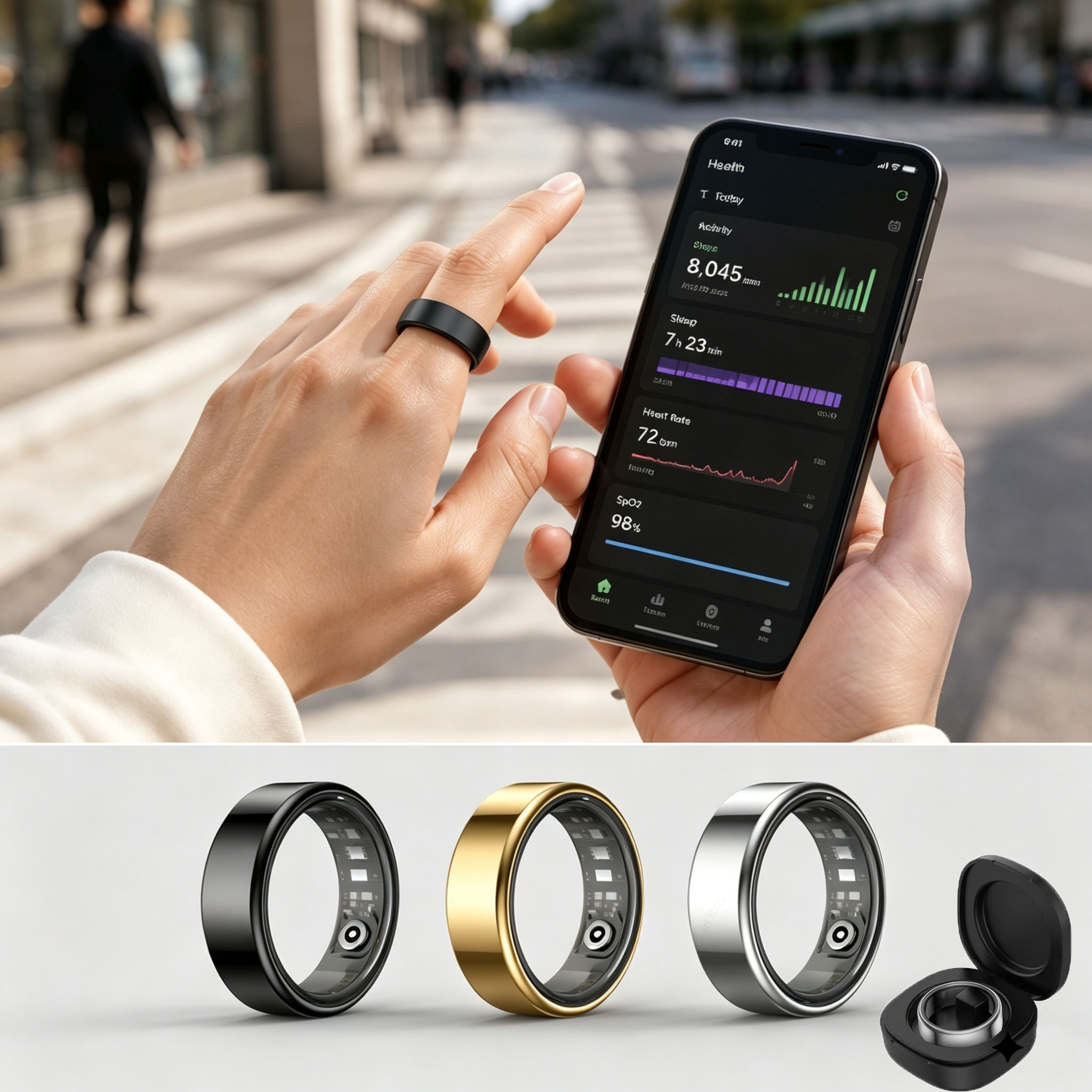 Blood Pressure Monitor - Smart Ring Heart Rate Blood Pressure